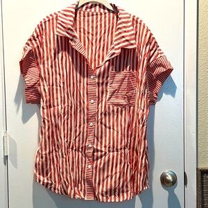 SHEIN Red and cream Striped Casual Shirt